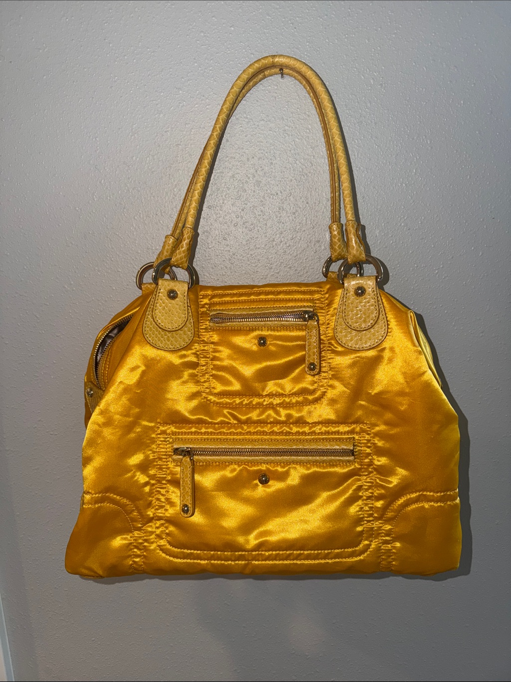 Tod's Satin Shoulder Bag In Mustard Yellow